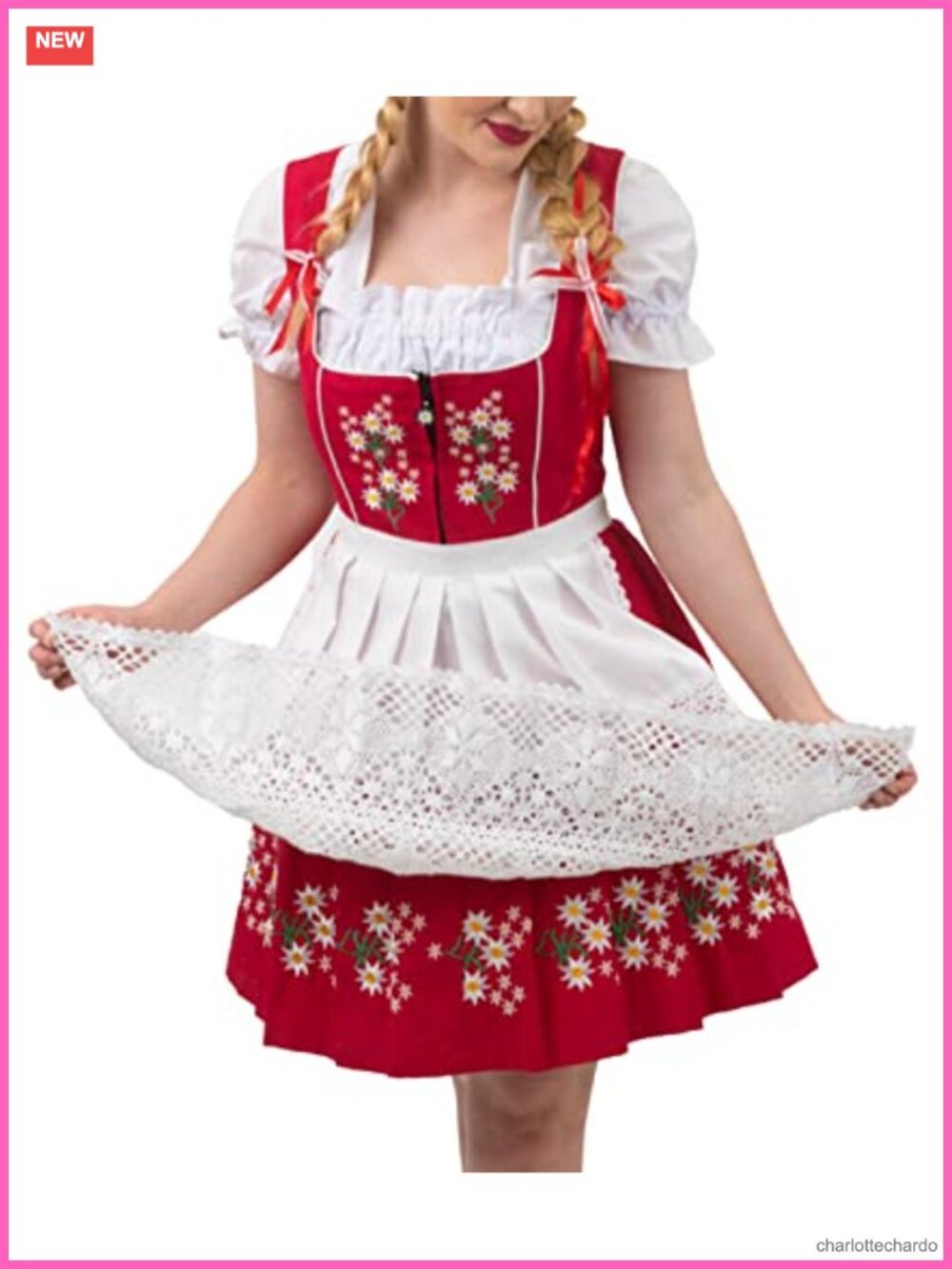 Authentic German Dirndl Oktoberfest Dress 3-Piece Set Cotton Blend